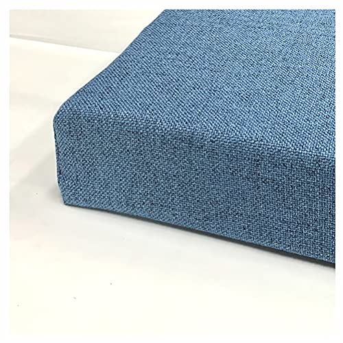 Coussin de banc bleu 8 cm lavable contre assise rigide