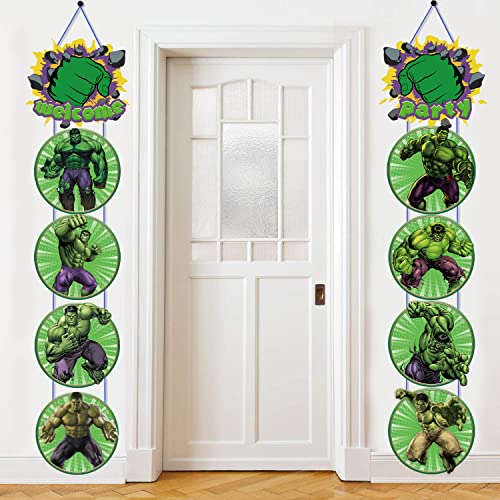 Hulk Birthday Party Door Sign Banner Invincible Hulk Cardboard Porch Sign Hanging Sign Wall Decoration Superhero Hulk Party Supplies Kids Birthday Party Decorations #TOP4