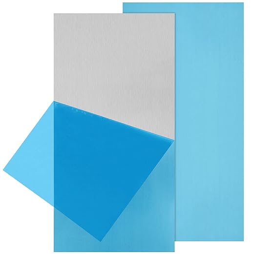2Pack 6061 T651 Aluminum Sheet Metal 6 x 12 x 1/8 (0.125) Inch Flat Plain Aluminum Plate Covered with Protective Film, Heat Treatable Rectangle 3MM Aluminum Metal Plate for Crafting, lndustry