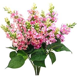 Artificial Fake Flowers Silk Plastic Plant Arrangement for Home Indoor Outdoor Garden Wedding Table Vase Decorations Faux Snapdragon Flower,3 Bouquets (Pink)
