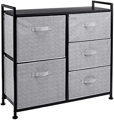Amazon Basics Fabric 5-Drawer Storage Organizer Unit for Closet, Black