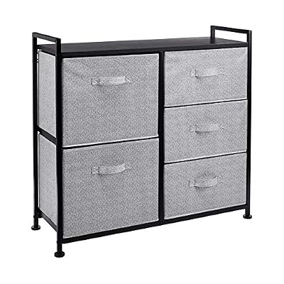 Amazon Basics Closet Organizer with 5-Fabric Storage Drawers for Bedroom, Living Room, Black