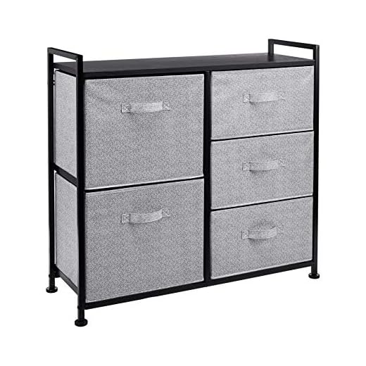 Amazon Basics Closet Organizer with 5-Fabric Storage Drawers for Bedroom, Living Room, Black