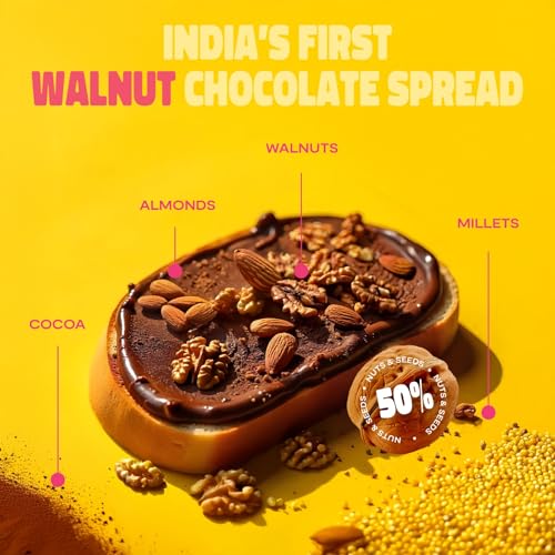 Image of Twiddles by Yuvraj Singh Walnut Brownie Chocolate Spread, 100 G (Crunchy) - Made with 50% California Walnuts, Almonds & Seeds |14 G Protein | Goodness of Millets | 70% Less Sugar | No Palm Oil