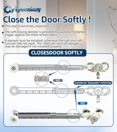 Kit de rodillos para puerta corredera empotrada bidireccional con cierre suave | con ruedas de bolas de nailon, compatible con kits Johnson 1060 y 1062, y rieles de series 100/134F/138F/2610F, ruedas triplas de bolas de nailon de 2 pulgadas miniatura 5