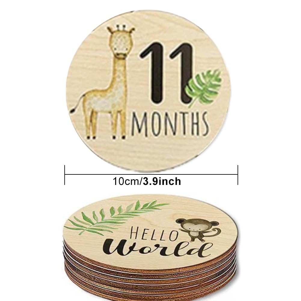7Pcs Baby Milestone Cards, 10cm Wooden Milestone Baby Cards - Image 2
