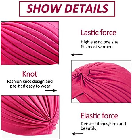 Stretch Polyester Turban Head Beanie Cover Twisted Hat for Women Girls Pack of 4