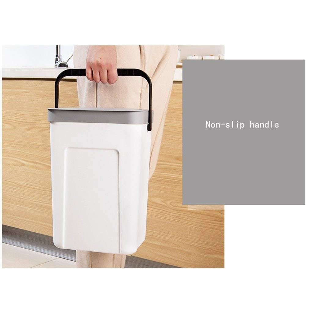 UPJAKS Cubo de Basura Hogar de pared bote de basura con tapa Clasificación creativo bote de basura for lavabo WC Cocina dormitorio Papelera Bote de Basura Baño (Color : Grey, Tamaño : L)