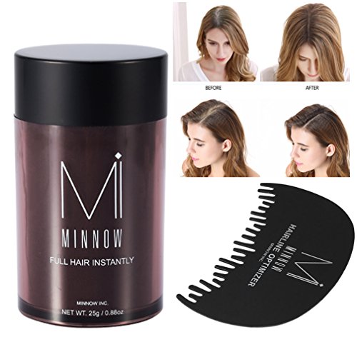 hairline optimizer Men Women Baldness Concealer Thickening Hair Building Fibers Powder With Dedicated Comb (Dark Brown)