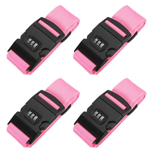 Image of PATIKIL Luggage Straps, 4 Pack Suitcase Straps Adjustable Luggage Belts Strap with Combination Lock for Luggage Suitcases Travel, Pink