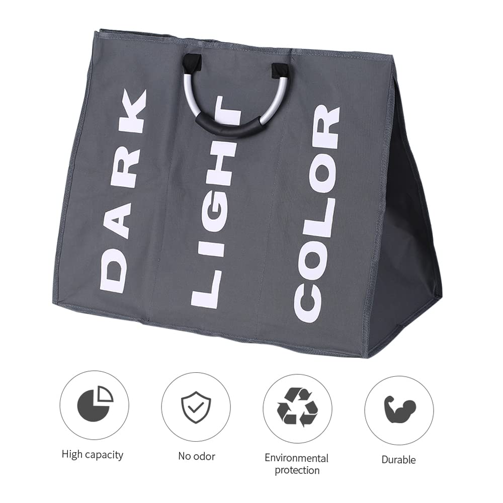 Matybobe Laundry Baskets Oxford - Cesto portabiancheria a 3 scomparti, con manici in alluminio