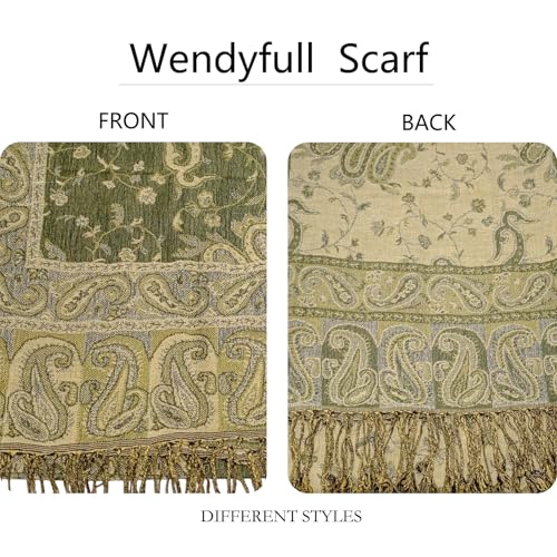 Image of Pashmina Scarf for Women Shawls and Wraps Reversible Paisley Vintage Jacquard Soft Silky Rave Scarves Men