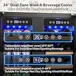 24 Inch Dual Zone Wine and Beverage Refrigerator, Built-in or Freestanding Cooler with French Doors, Under Counter Drink Fridge with Upgraded Compressor for Beer, Wine, and Soda - Image 3