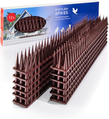 PATTLER® Vogelabwehr aus Robustem Kunststoff | Taubenabwehr für Balkon, Dach, Fensterbank, Zaun | Vogelabwehr & Taubenschreck | Taubenabwehr Spikes - 12 STÜCK x 43cm (Gesamtlänge 5.16 Meter)