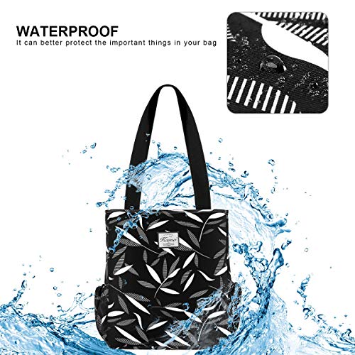 Image of KAMO Floral Tote Bag - Waterproof Lightweight Handbags Travel Shoulder Bag for Hiking Yoga Gym Swimming Travel Beach