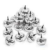 Rzoklot Mini Glitter Pumpkins – 12 Pack Silver Disco Ball Pumpkins, Foam Artificial Pumpkins for Fall Decor, Thanksgiving Centerpieces, Halloween, Christmas & Harvest Party Decorations