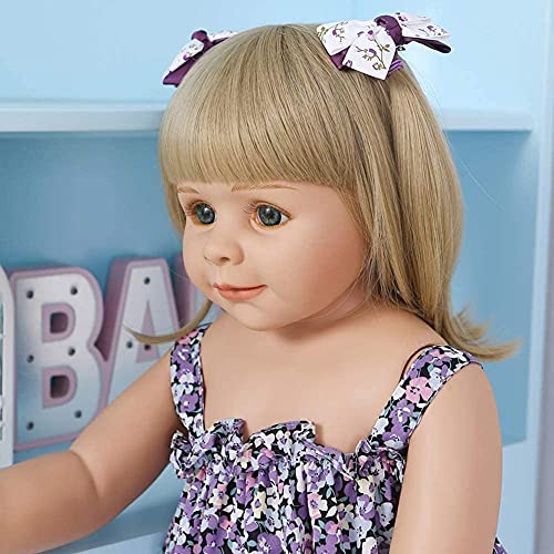Wiedergeborene Puppen Wiedergeburt Puppe Simulation Wiedergeborenes Kleinkind Silikon Vinyl Mädchen Blonde Haar 34inch… – Bild 7