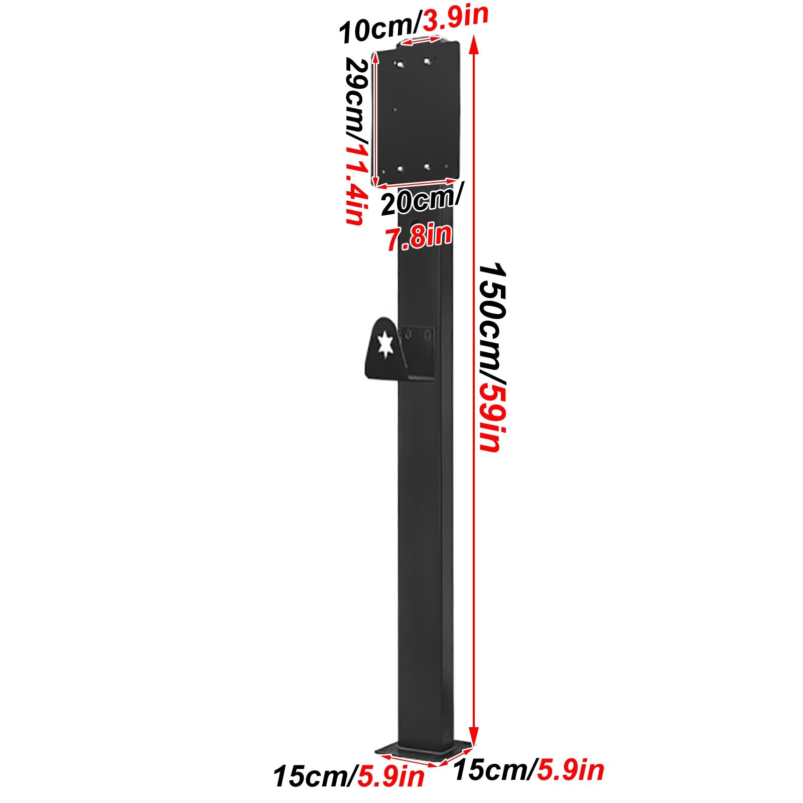 Estación de Carga para Vehículos de Nueva Energía, Columna Dedicada para Cargador Coche Eléctricos, con Gancho para Cable y Placa Posterior, Compatible con la Mayoría de Las Pilas de Carga(Black)