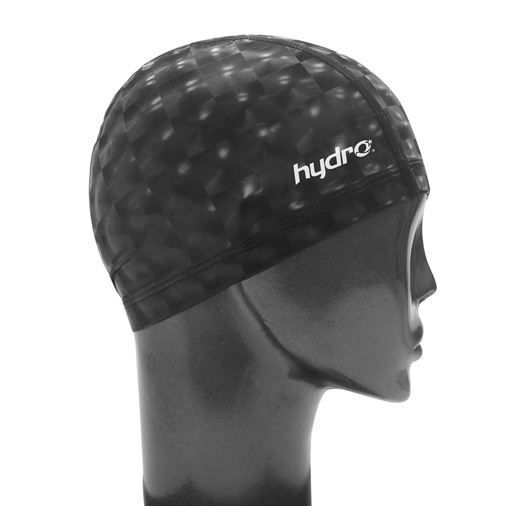 HYDRO Swimming Caps - Soft Silicone Durable Non-Slip Waterproof, High Elasticity Breathable Swim Bathing Shower - Comfortable Fit for Long Hair and Short Hair for Adults, Men & Women (Black)