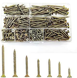 335 Pcs Self Tapping Wood Screws Assortment Kit, Assorted Cross Pan Head Countersunk Zinc-Plated Concrete Screws, Drywall Screws for Door Hinges, Repairs, DIY Project