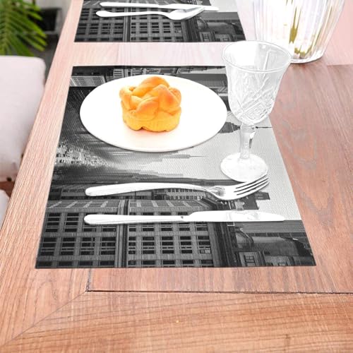 Sets de table antidérapants PVC noir et blanc lavables cuisine