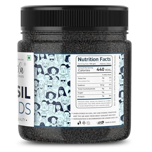 Image of LILA DRY FRUITS Basil Seeds 250 Gms Jar Pack | Raw Organic & Natural Sabja Seed | Tukmaria Beej for Diet, Rich in Proteins and Minerals | Sabza Bij Low Calorie Snack Perfect for Gifting