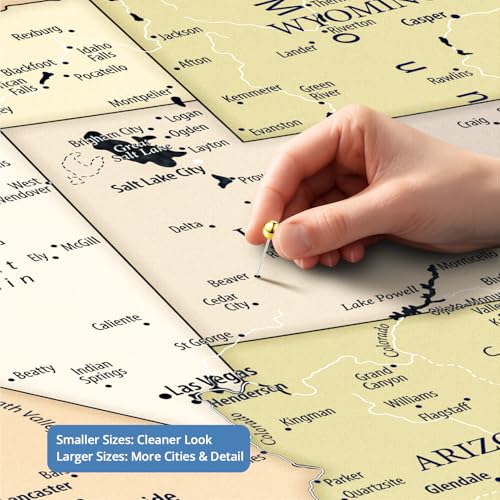 Image of IPIC - Personalized USA Map Canvas Wall Art, Oversized Pinnable Board America to Mark Travels, Custom Artwork with Names, USA Travel Map for Home, Office, Study or RV, Ready to Hang