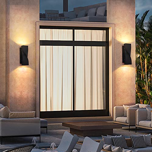 Cerdeco Black Rectangle Modern Led Outdoor Wall Sconce，12W 3000K Aluminum External Light Fixture #TOP4