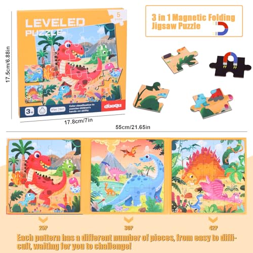 Dncvb 97 Pieces Magnetic Jigsaw Puzzles for Kids Magnetic Travel Puzzles Games, 3 in 1 Magnetic Puzzle - Image 2