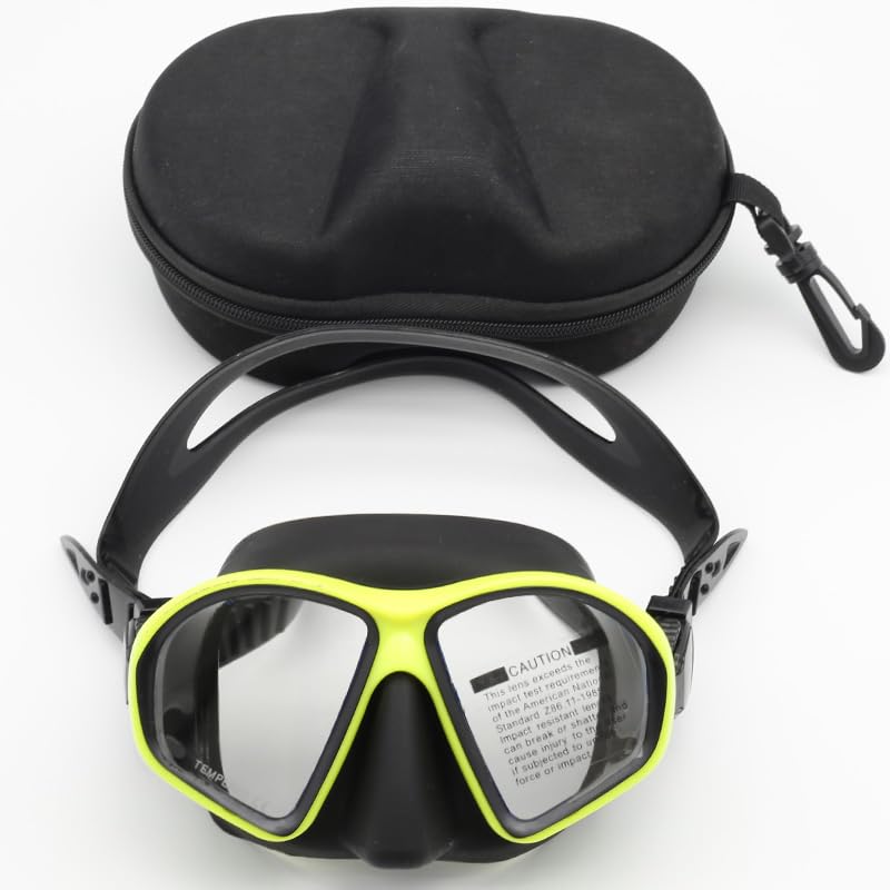 Professional Wet Low Volume Freediving Mask - Anti-Leak, Tempered Glass, Free Dive Mask - Diving, Freediving, Spearfishing - with Go-Pro Camera Mount and J-Type Snorkel
