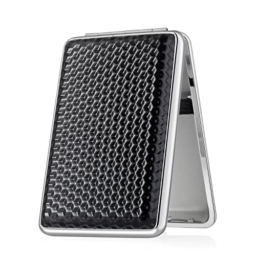 2 stuks PU lederen sigarettendoosje kleine mannen zwarte sigarettenetui dames, metalen sigarettenetui voor vrouw man sigarettendoosje zwart sigarettendoosje metaal voor 14 sigaretten met geschenkdoos - Afbeelding 5