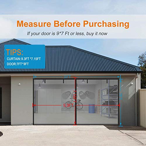 Fbve Magnetic Garage Door Screen With 4 Strapping Tapes For 1 Car Garage 9X7Ft, Reinforced Fiberglass Mesh Door Screen With Closure Weighted Bottom, Durable Magnetic Screen Door Curtain Cover Kit #TOP4