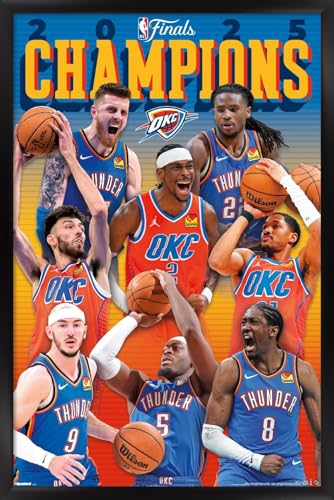 NBA Oklahoma City Thunder - 2025 NBA Finals Champions Wall Poster, 34L" x 22.4W", Black Framed Version