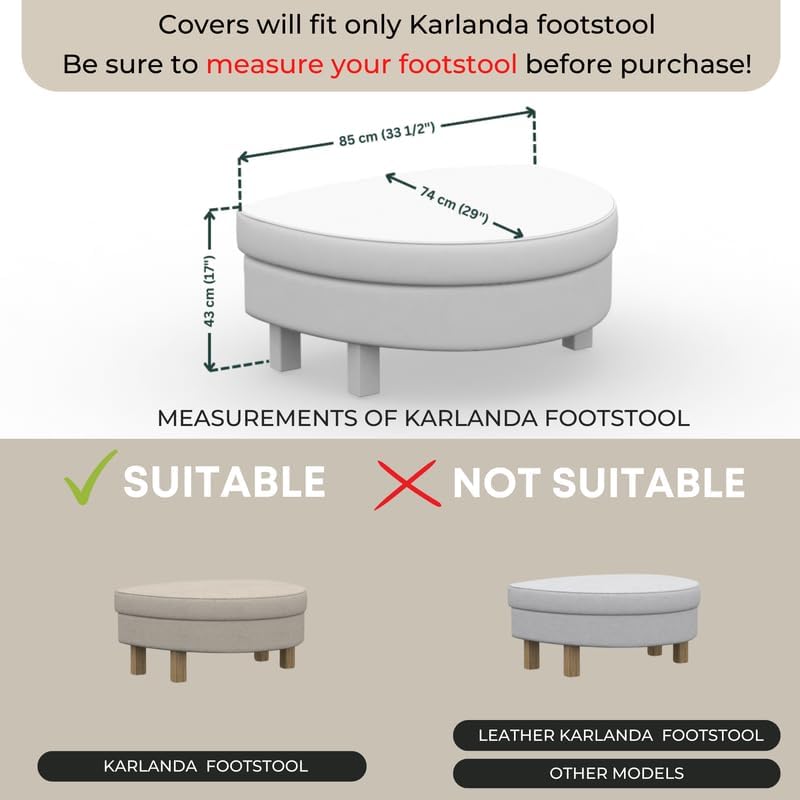 comfortly Cover for Karlanda Footstool, Replacement Slipcover, Heavy Duty 2 pcs Cover, Soft Durable Washable Fabric, Easy to Clean & Replace (Crown - Amber)