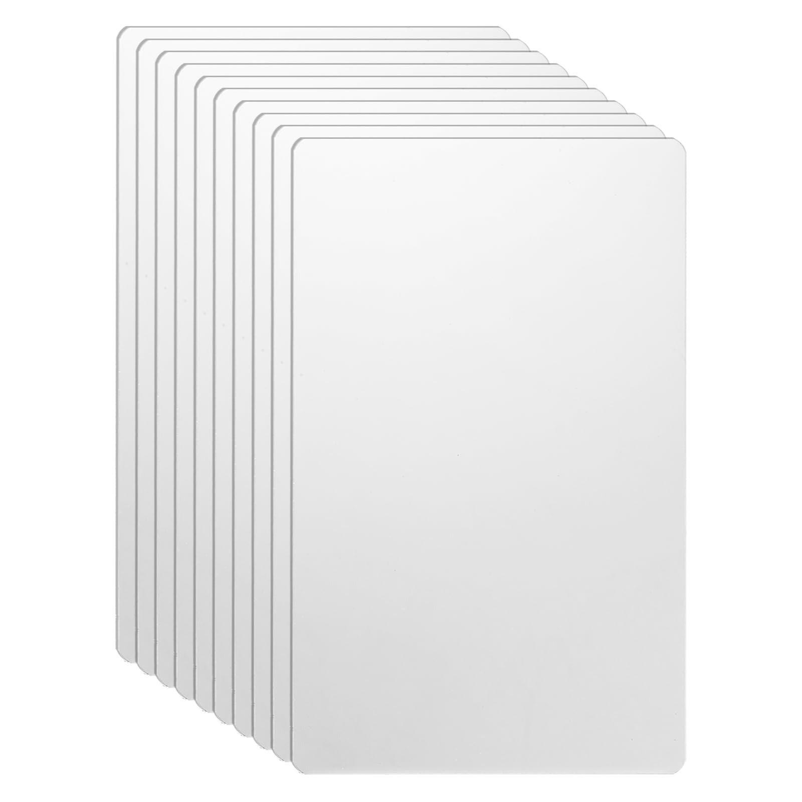 sourcing map 10pcs Metal Business Card 80 x 50 x 0.5mm 304 Stainless Steel Mirror Laser Engraving Cards Custom Blanks CNC Engraving Sheets for House Office DIY Gift Invitations, White