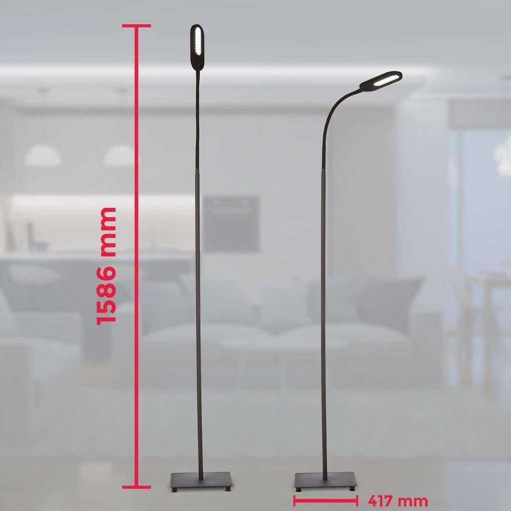 B.K.Licht - LED Stehlampe dimmbar, warmweiß bis kaltweiß einstellbar, Touch, Leselampe, Deko Wohnzimmer, Lampe, Deckenfluter, Standleuchte, Wohnzimmerlampe, Schlafzimmer Deko, 21x21x158,6 cm, Schwarz