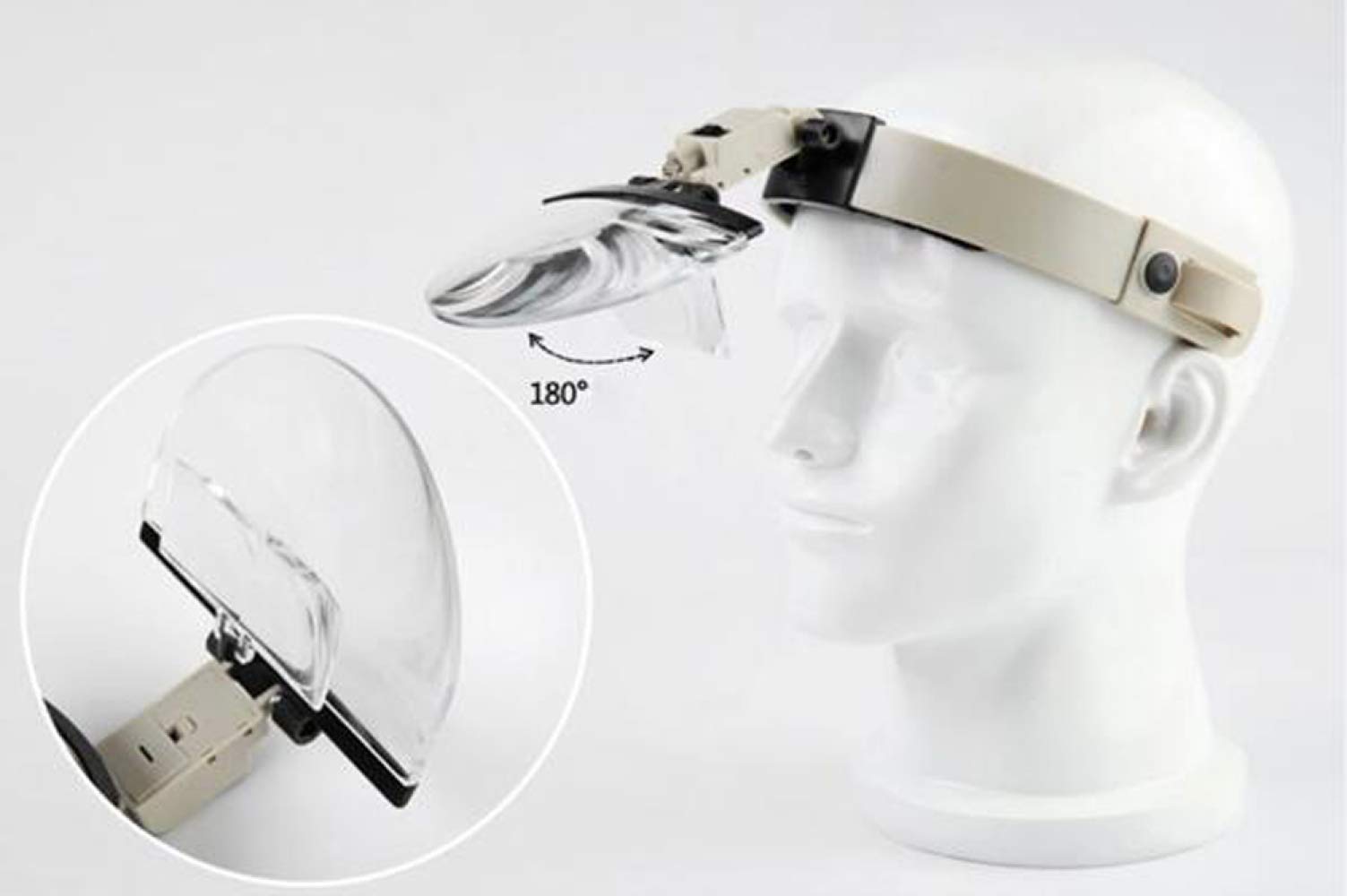 Visera con Lupa de Cabeza Manos Libres con iluminación LED y Lentes Desmontables. Gafas de Aumento con luz montadas en la Cabeza para Lectura, Lupa de joyería, reparación de reloje