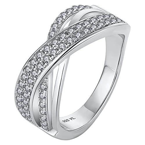 Bague Croix Infini Argent 925 Oxyde de Zirconium 5A Bijou Anti Ternissement Peau Sensible