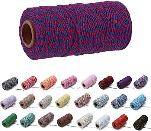 100 Yard/2mm Colored Cotton Rope Craft Cord Making Knitting String Rope for Crafts Gift Wrapping (Silver Wire & White)