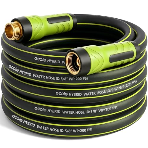Image of Garden Hose 25ft x 5 /8 inch, Heavy Duty Water Hose, Flexible and Durable, Kink Resistant Lightweight Hybrid Hose, Leakproof Yard Hose with Male to Female Fittings