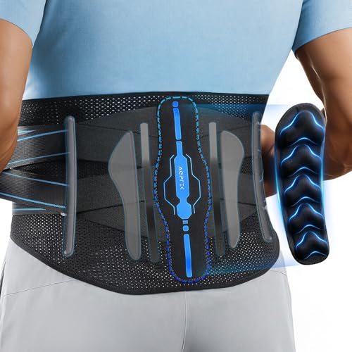AGPTEK Faja Lumbar Hombre Mujer para Soporte Deportivo, Levantamiento de Pesas, Running, Rehabilitación, Hernia Discal, Ciática, Diseño Transpirable y Ajustable, Talla M