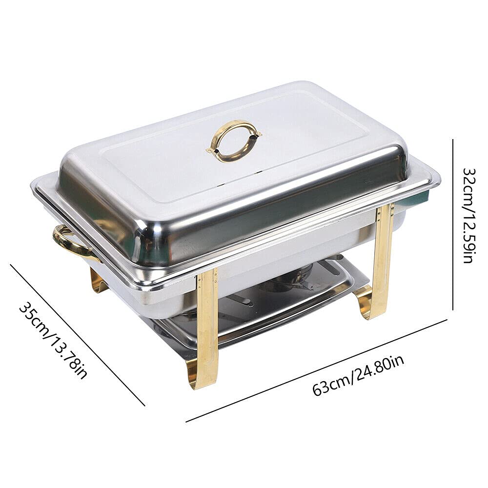 Chafing Dish - Calentador de alimentos de acero inoxidable de 9 L con tapa y sartén para alimentos, calentador para catering, buffet