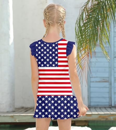 Image of Girls Swimsuit 2 Piece Ruffle Bathing Suit UPF 50+ Tankini Swimsuit Skirt with Lining Size 3-10