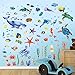 BASHOM DS-8048 Unter dem Meer Wandaufkleber Wandtattoo Meeresfische Aufkleber Schildkröte Quallen Abnehmbar für Kinderzimmer Kinderzimmer Wohnzimmer Kunst Wohnkultur Badezimmer