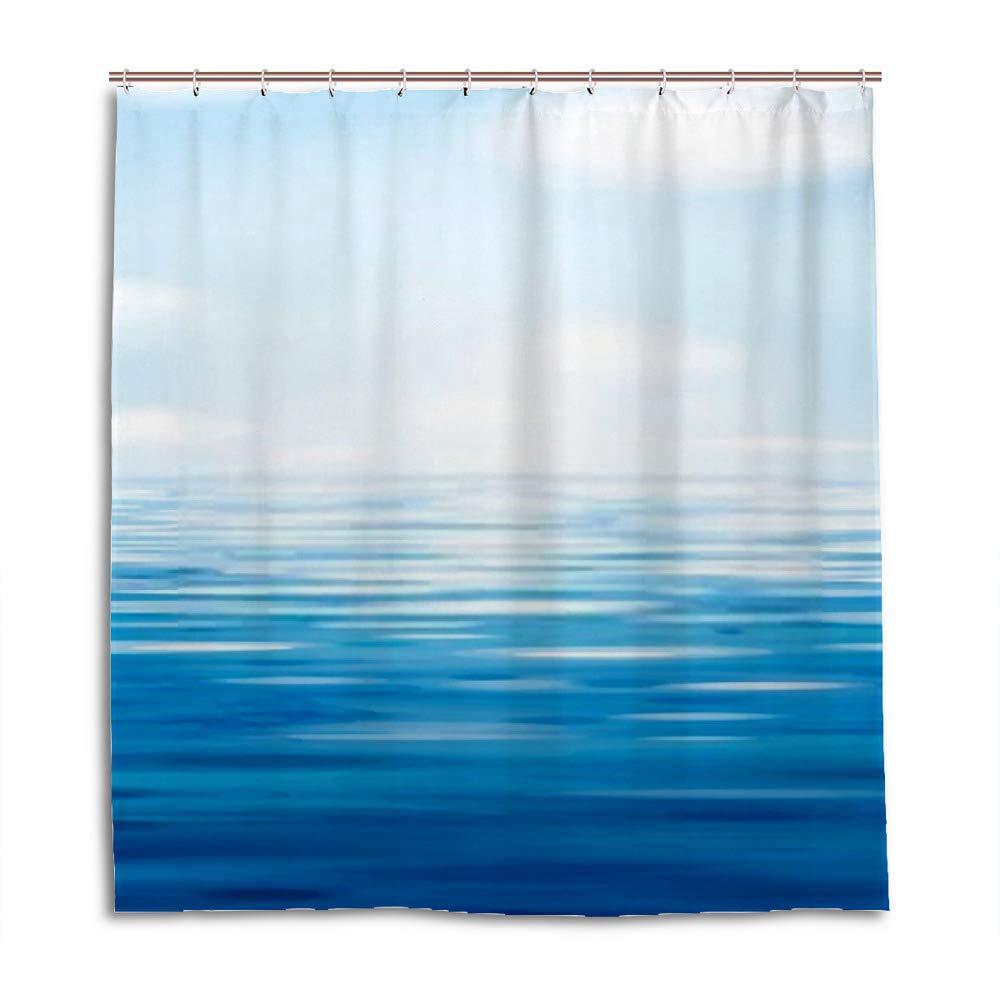 Rideau de douche étanche anti-moisissure tissu bleu lavable 66x72