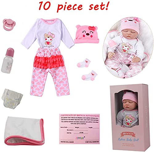 ZIYIUI 22 Zoll 55cm Lebensechte Reborn Baby Puppe Mädchen Weiche Silikon Vinyl Puppe Nette Geschlossene Augen… – Bild 8