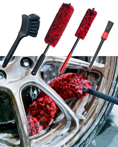 oesee Professional 4 Pack Long Handle Wheel Brush...