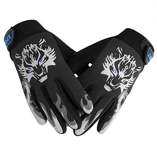 YJZQ Boys Girls Cycling Gloves Outdoor Full Finger Biking Mittens Windproof Thermal Riding Gloves Non-slip Shockproof Fitness Exercise Sports Gloves for Bicycle Skiing Climbing Racing Skating (5-10Y) - Image 3