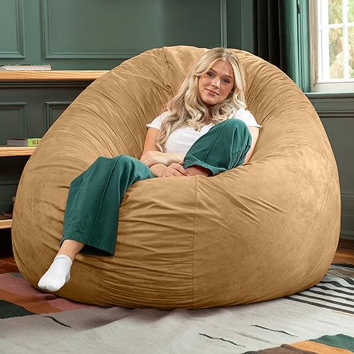 Image of Jaxx 6 Foot Cocoon - 2-in-1 Convertible Bean Bag Bed & Large Bean Bag Chair for Adults, Camel