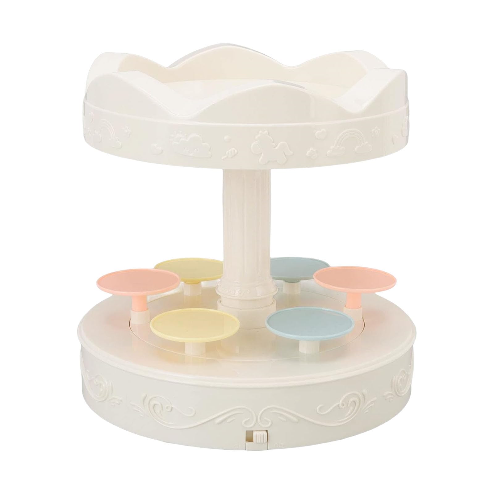 Automatic Rotating 2 Layer Dessert Display Stand For Parties Bakeries Candy Serving With Revolving Base And Stable Platform